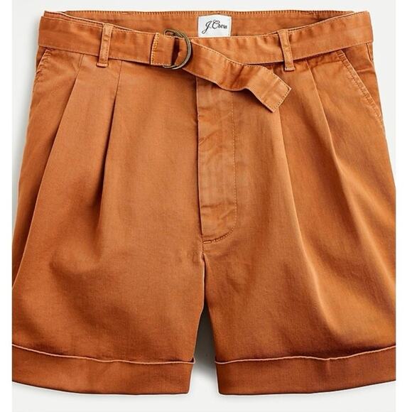 J. Crew Belted D-Ring Relaxed Stretch Cotton Cuffed Shorts Size 4 - Picture 1 of 9